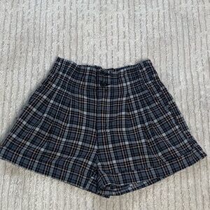 American Eagle Outfitters AE Plaid Mom Shorts Size‎ 0 High Waist Dark Gray